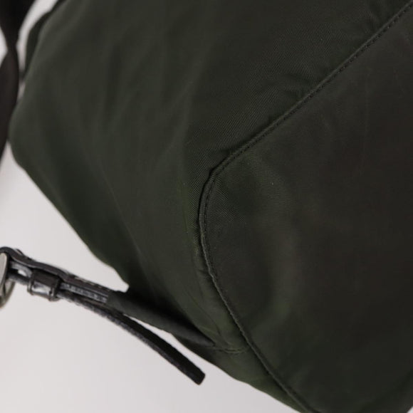 PRADA Backpack Nylon Khaki Silver Auth 147399