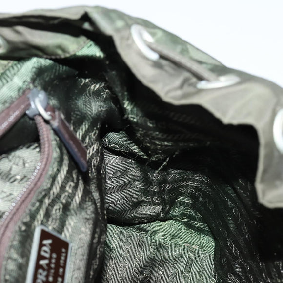 PRADA Backpack Nylon Khaki Silver Auth 147399