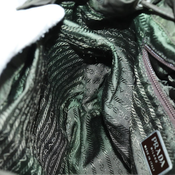 PRADA Backpack Nylon Khaki Silver Auth 147399