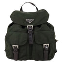 PRADA Backpack Nylon Khaki Silver Auth 147399-13
