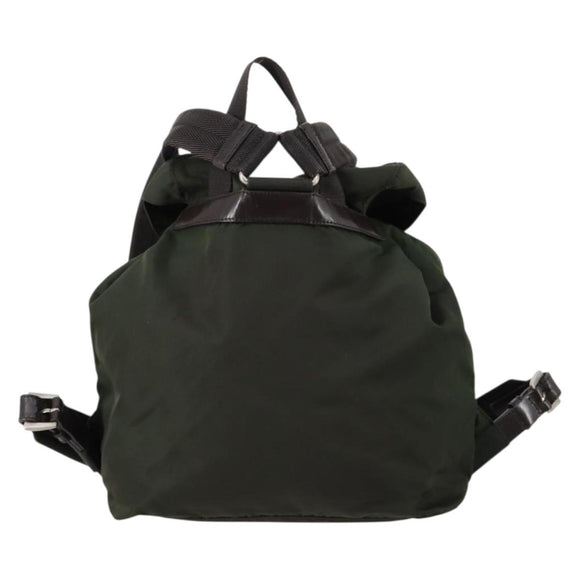 PRADA Backpack Nylon Khaki Silver Auth 147399