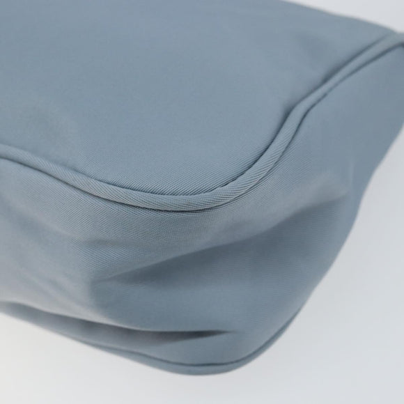 PRADA Accessory Pouch Nylon Light Blue Silver Auth 147400