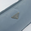 PRADA Accessory Pouch Nylon Light Blue Silver Auth 147400-17