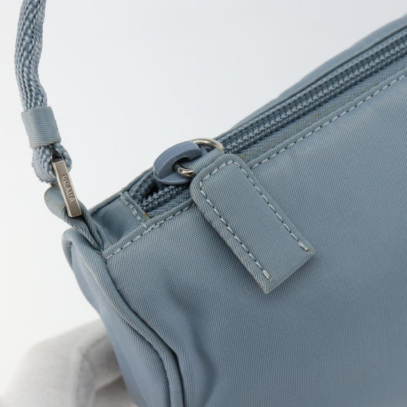 PRADA Accessory Pouch Nylon Light Blue Silver Auth 147400