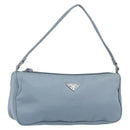 PRADA Accessory Pouch Nylon Light Blue Silver Auth 147400-1
