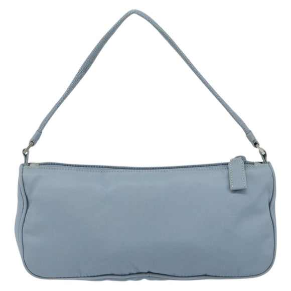 PRADA Accessory Pouch Nylon Light Blue Silver Auth 147400