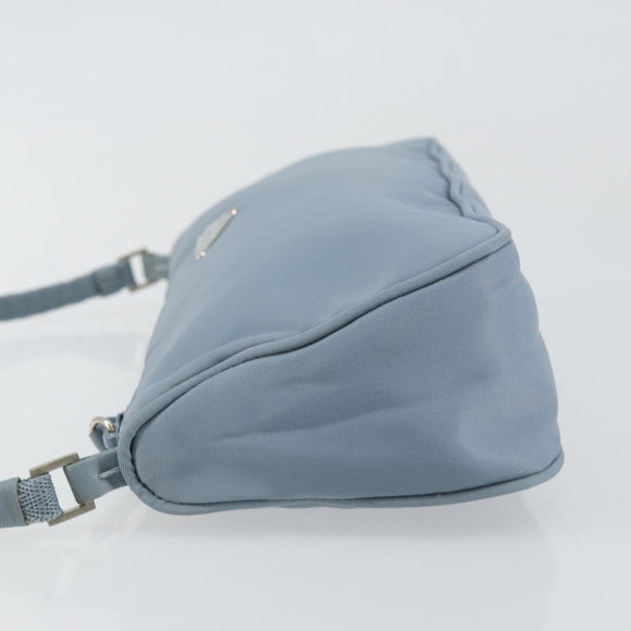 PRADA Accessory Pouch Nylon Light Blue Silver Auth 147400