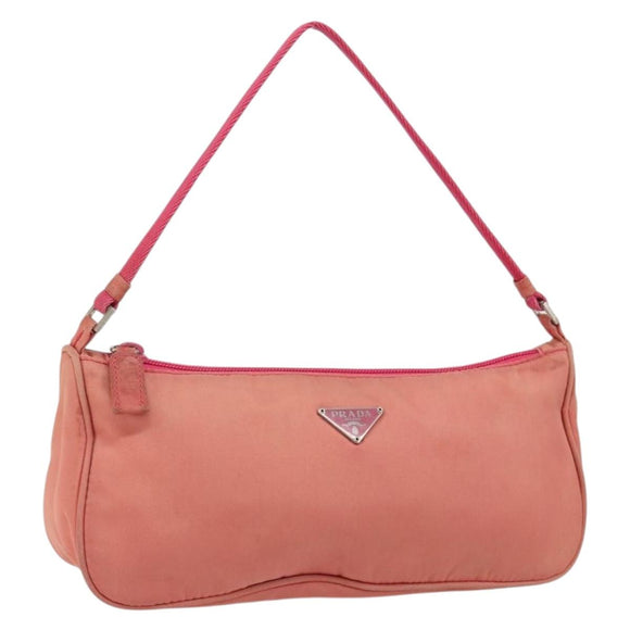 PRADA Accessory Pouch Nylon Pink Silver Auth 147401