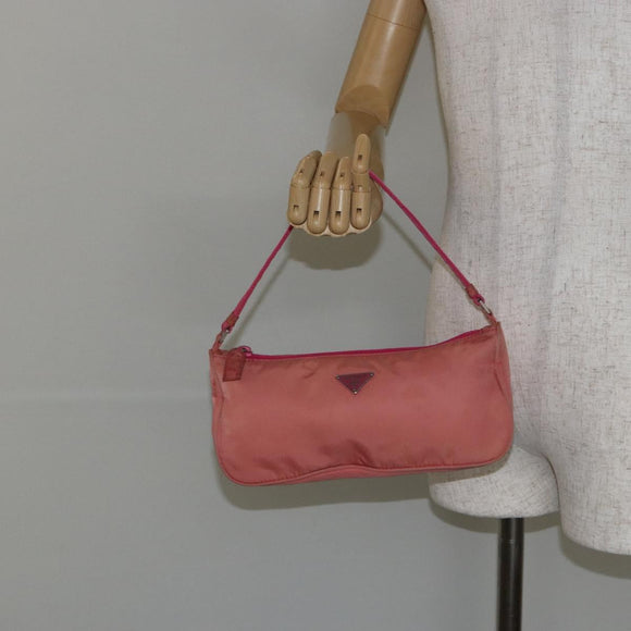PRADA Accessory Pouch Nylon Pink Silver Auth 147401