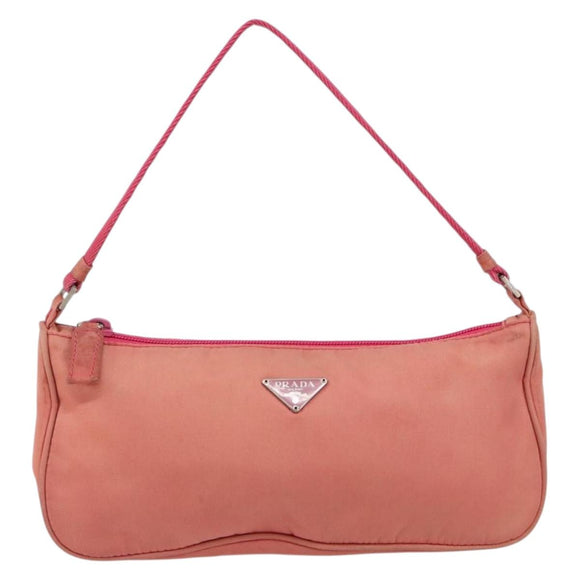 PRADA Accessory Pouch Nylon Pink Silver Auth 147401