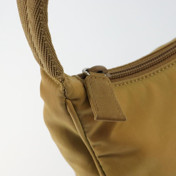 PRADA Accessory Pouch Nylon Beige Silver Auth 147402