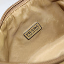 PRADA Accessory Pouch Nylon Beige Silver Auth 147402-18