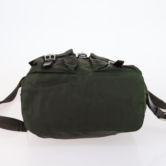 PRADA Backpack Nylon Khaki Silver Auth 147403