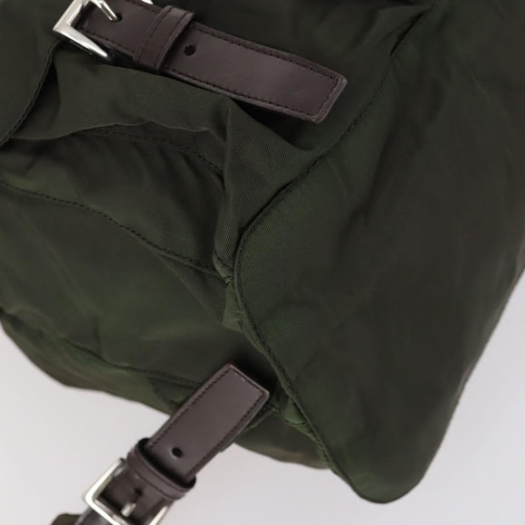 PRADA Backpack Nylon Khaki Silver Auth 147403