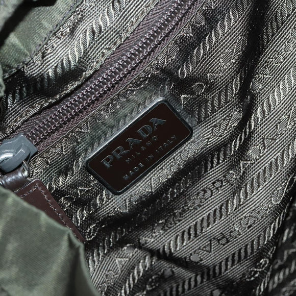 PRADA Backpack Nylon Khaki Silver Auth 147403