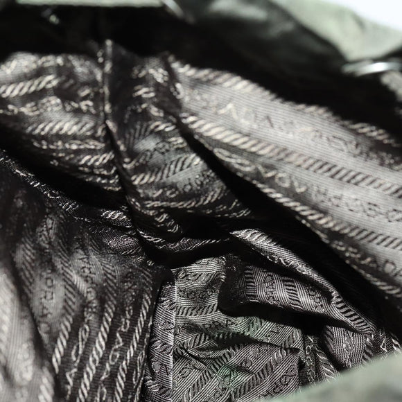 PRADA Backpack Nylon Khaki Silver Auth 147403