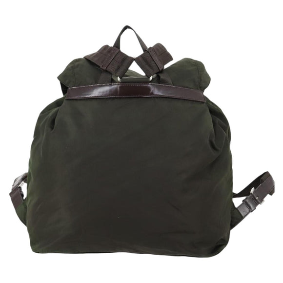 PRADA Backpack Nylon Khaki Silver Auth 147403