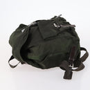 PRADA Backpack Nylon Khaki Silver Auth 147403-4