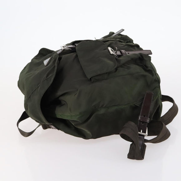 PRADA Backpack Nylon Khaki Silver Auth 147403