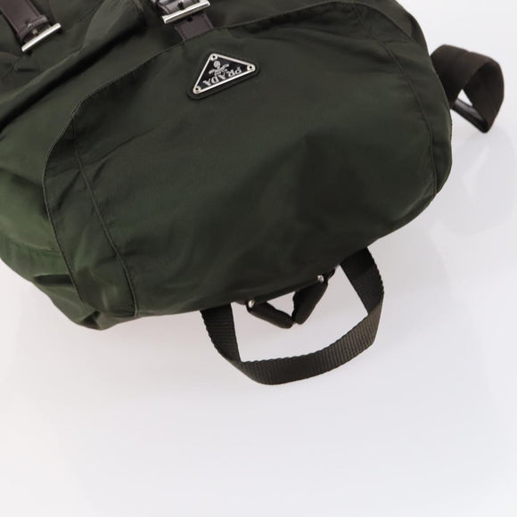 PRADA Backpack Nylon Khaki Silver Auth 147403
