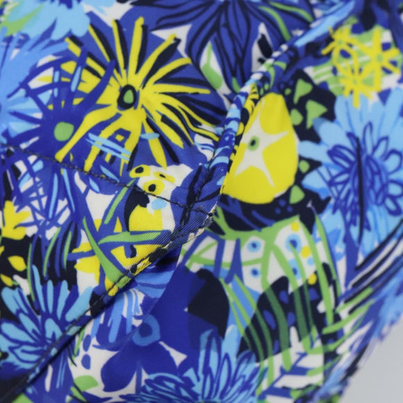 PRADA Tote Bag Nylon Leather Blue Silver Auth 147405