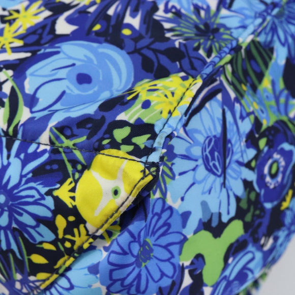 PRADA Tote Bag Nylon Leather Blue Silver Auth 147405