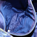 PRADA Tote Bag Nylon Leder Blau Silber Auth 147405-10