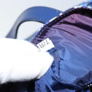 PRADA Tote Bag Nylon Leder Blau Silber Auth 147405-11