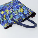 PRADA Tote Bag Nylon Leder Blau Silber Auth 147405-6
