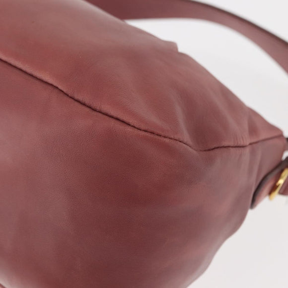 PRADA Shoulder Bag Leather Pink Gold Auth 147407