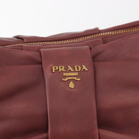 PRADA Shoulder Bag Leather Pink Gold Auth 147407