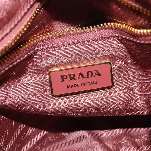 PRADA Shoulder Bag Leather Pink Gold Auth 147407