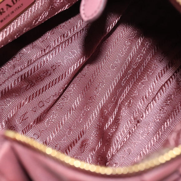 PRADA Shoulder Bag Leather Pink Gold Auth 147407