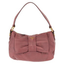PRADA Shoulder Bag Leather Pink Gold Auth 147407-13
