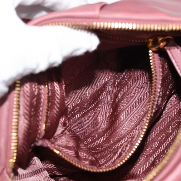 PRADA Shoulder Bag Leather Pink Gold Auth 147407