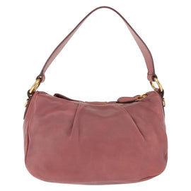 PRADA Shoulder Bag Leather Pink Gold Auth 147407 - 0