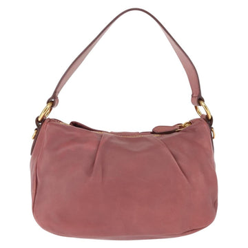 PRADA Shoulder Bag Leather Pink Gold Auth 147407 - 0