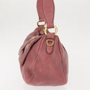 PRADA Shoulder Bag Leather Pink Gold Auth 147407-3