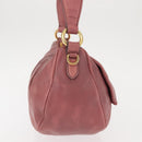 PRADA Shoulder Bag Leather Pink Gold Auth 147407-4