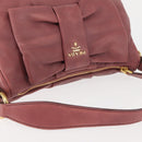 PRADA Shoulder Bag Leather Pink Gold Auth 147407-6