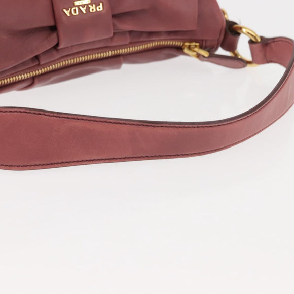 PRADA Shoulder Bag Leather Pink Gold Auth 147407