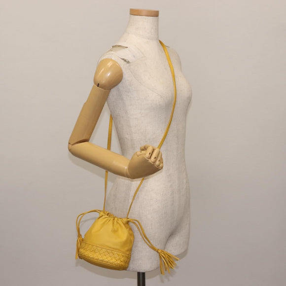 BOTTEGA VENETA INTRECCIATO Shoulder Bag Leather Yellow Auth 147408
