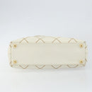 CHANEL Wild Stitch Hand Bag Leather White Gold CC Auth 147410-5