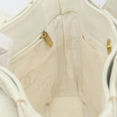 CHANEL Wild Stitch Hand Bag Leather White Gold CC Auth 147410-19