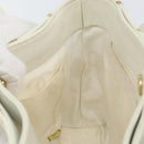 CHANEL Wild Stitch Hand Bag Leather White Gold CC Auth 147410-20