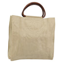 CHANEL Hand Bag Coated Canvas Beige Gold CC Auth 147411-1