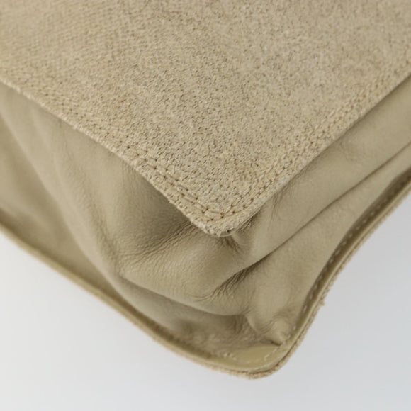 CHANEL Hand Bag Coated Canvas Beige Gold CC Auth 147411