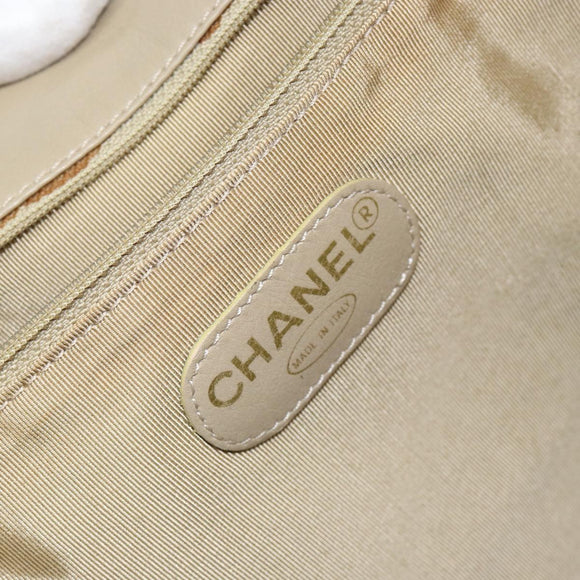 CHANEL Hand Bag Coated Canvas Beige Gold CC Auth 147411