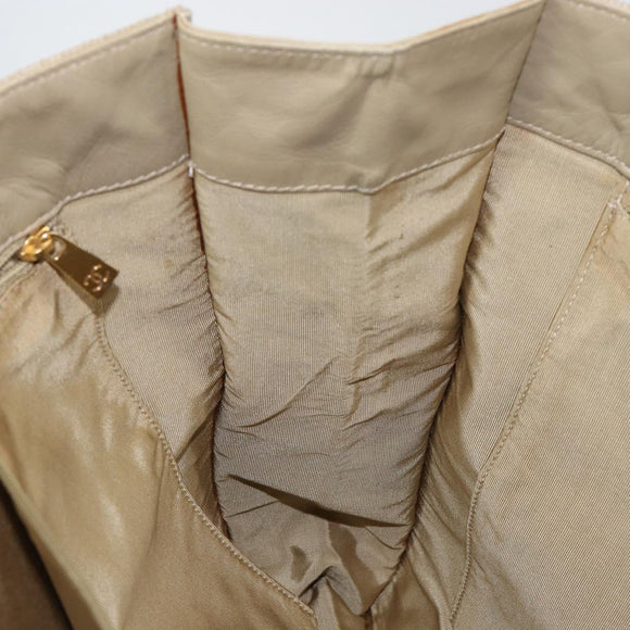 CHANEL Hand Bag Coated Canvas Beige Gold CC Auth 147411