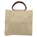 CHANEL Hand Bag Coated Canvas Beige Gold CC Auth 147411-13